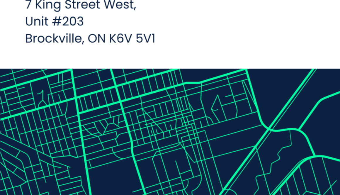 New Location Poster showing New Address: 7 King West, Unit #203 Brockville, ON K6V 5V1